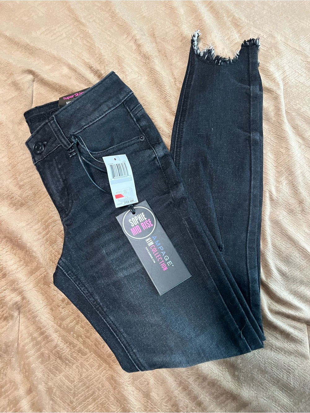 Rampage Sophie High Rise Black Frayed Hem Jeans